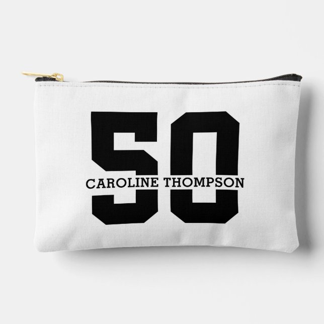 Personalized Name 50th Birthday Modern  Accessory Pouch (Front)