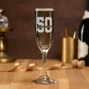 Personalized Name 50th Birthday Modern Champagne Flute