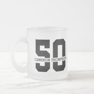 Personalized Name 50th Birthday Modern  Frosted Glass Coffee Mug