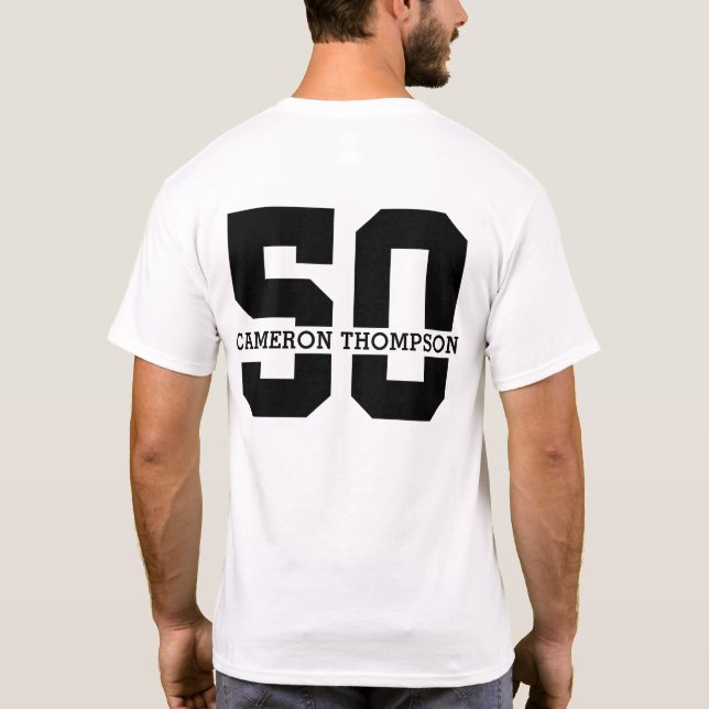 Personalized Name 50th Birthday Modern  T-Shirt (Back)