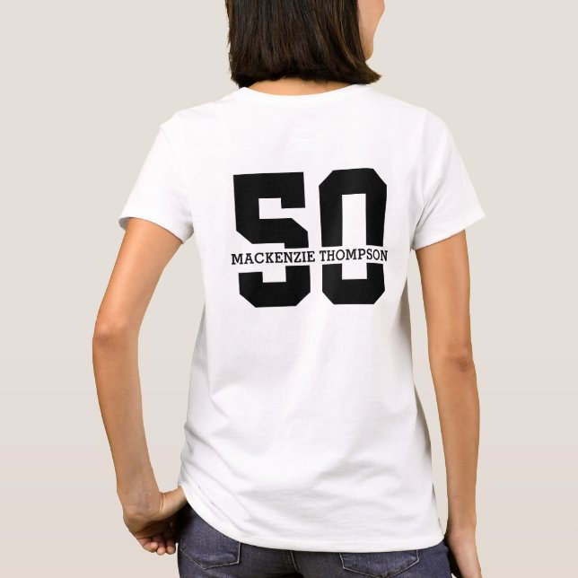 Personalized Name 50th Birthday Modern  T-Shirt (Back)