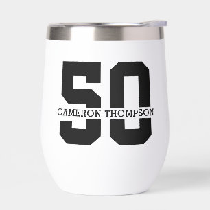 Personalized Name 50th Birthday Modern Thermal Wine Tumbler