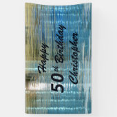 Personalized Name 50th Birthday Reflection in Lake Banner (Vertical)