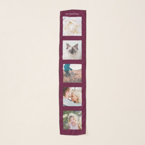 Personalized Name 5 Photo Collage Scarf