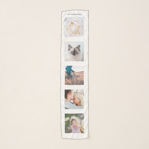 Personalized Name 5 Photo Collage Scarf