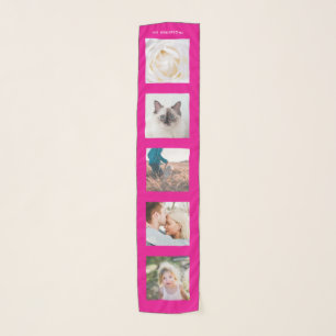Personalized Name 5 Photo Collage Scarf