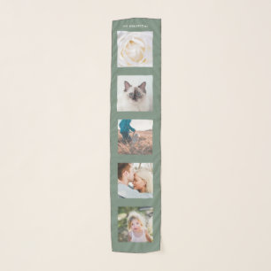 Personalized Name 5 Photo Collage Scarf