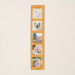 Personalized Name 5 Photo orange Collage Scarf<br><div class="desc">Personalized Family Name 5 Photo boho orange Collage Scarf
Custom photographs template with personalized and unique personal collage,  modern and cool image grid for a beautiful family gift idea.</div>