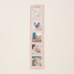 Personalized Name 5 Photo Pink Collage Scarf<br><div class="desc">Personalized Family Name 5 Photo cute blush pink Collage Scarf
Custom photographs template with personalized and unique personal collage,  modern and cool image grid for a beautiful family gift idea.</div>