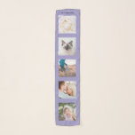 Personalized Name 5 Photo PurpleCollage Scarf<br><div class="desc">Personalized Family Name 5 Photo purple Collage Scarf
Custom photographs template with personalized and unique personal collage,  modern and cool image grid for a beautiful family gift idea.</div>