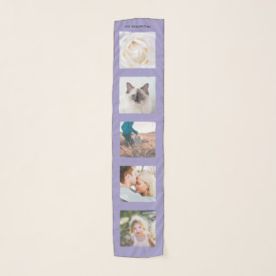 Personalized Name 5 Photo PurpleCollage Scarf