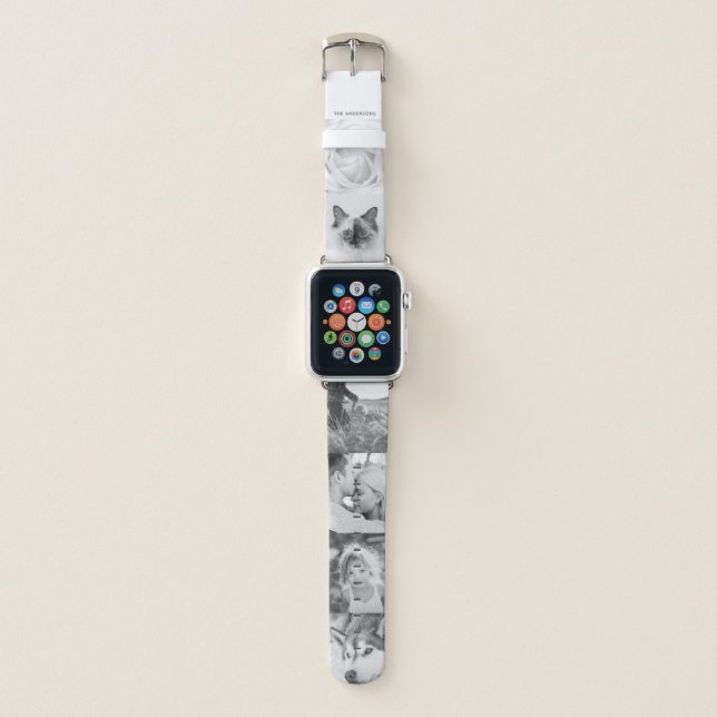 Personalized Name 6 Photo Collage Apple Watch Band (Front)