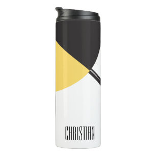 Personalized, Name, Abstract Art yellow blue black Thermal Tumbler