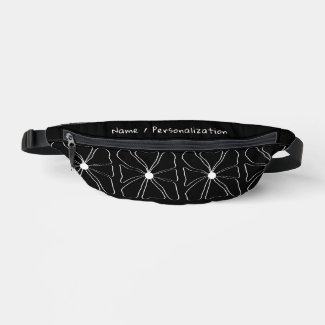 Personalized Name Abstract Floral Line Art Black