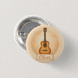 Personalized Name Acoustic Guitar For Music Lovers Button