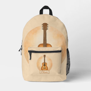 Personalized Name Acoustic Guitar For Music Lovers Printed Backpack