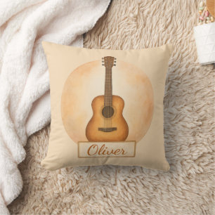 Personalized Name Acoustic Guitar For Music Lovers Throw Pillow