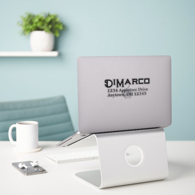 Personalized Name Address City State Decal Custom (Laptop On Desk)