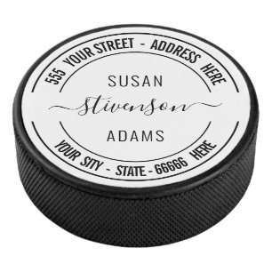 Personalized Name Address Custom Text Hockey Puck
