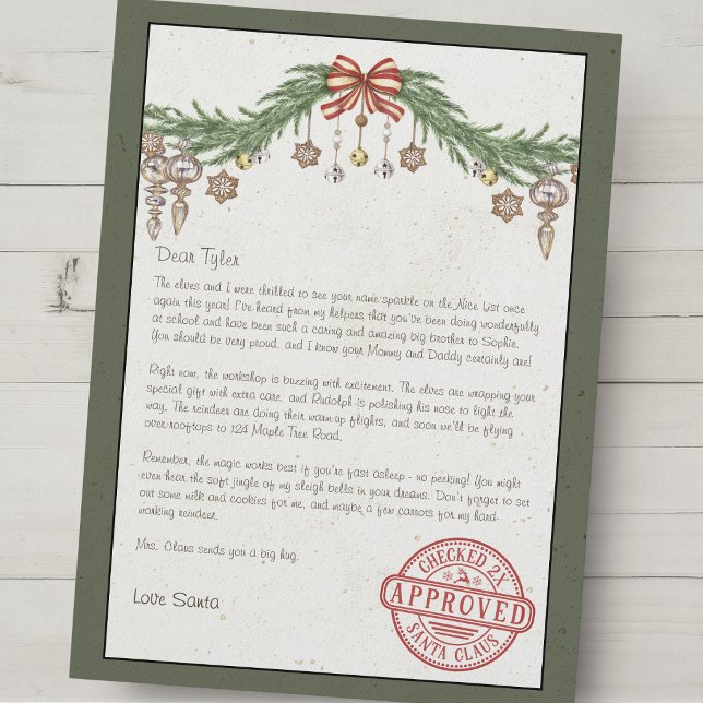 Personalized name & address Letter from santa Holiday Card (Creator Uploaded)