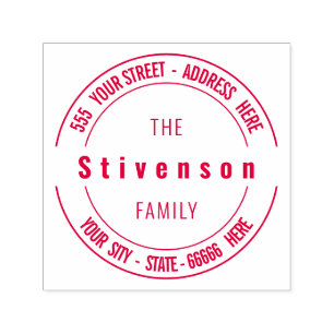 Personalized Name Address Round Self-inking Stamp