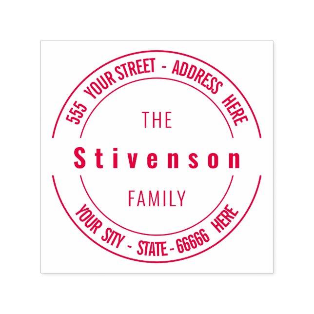 Personalized Name Address Round Self-inking Stamp (Design)
