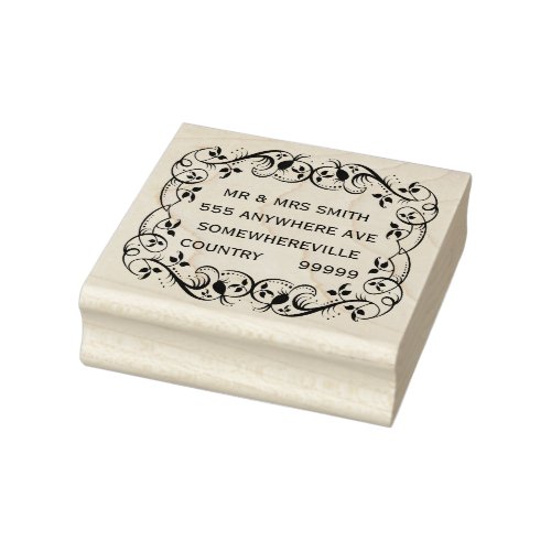 Personalized Name Address Rubber Wood Block Stamp