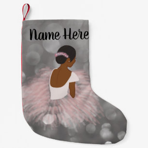Personalized Name African American Ballerina Dance Small Christmas Stocking