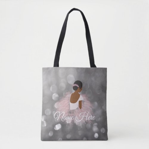 Personalized Name African American Ballerina Tote Bag