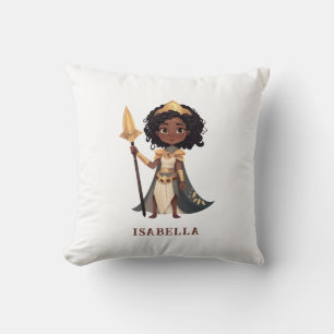 Personalized Name African Little Knight Warrior Throw Pillow