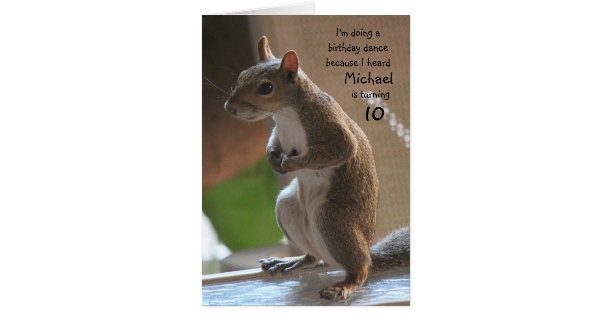 Personalized Name Age Birthday Dancing Squirrel Card Zazzle