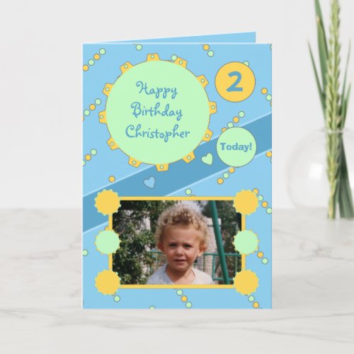 Personalized name age Birthday Little Boy photo Card