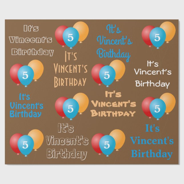 Personalized Name & Age Birthday Wrapping Paper (Flat)