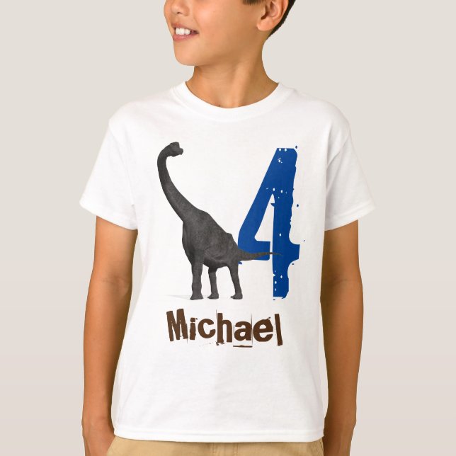 Personalized name Age Brachiosaurus T-Shirt (Front)