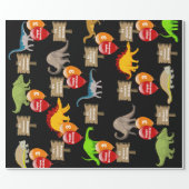 Personalized Name & Age Dinosaur Birthday Wrapping Paper (Flat)