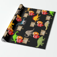 Personalized Name & Age Dinosaur Birthday Wrapping Paper