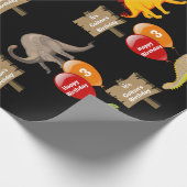 Personalized Name & Age Dinosaur Birthday Wrapping Paper (Corner)