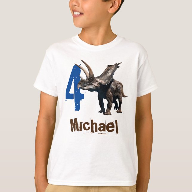 Personalized name Age Dinosaur Jurassic age  T-Shirt (Front)