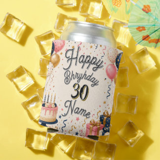 Personalized Name Age Happy Birthday Party Can Cooler