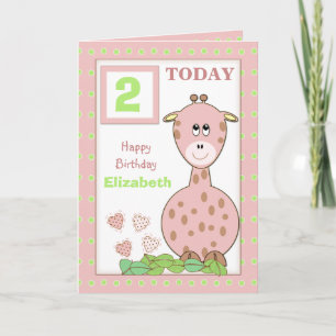 Personalized name age little girl birthday card