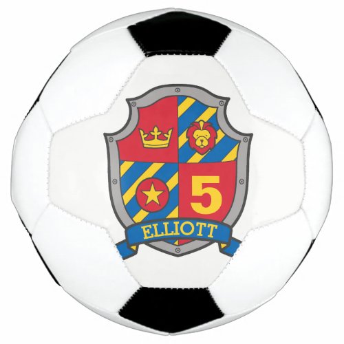 Personalized name age soccer football shield soccer ball