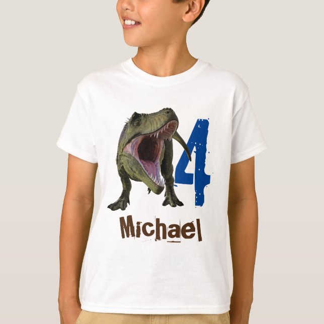 Personalized name Age  T-Rex Tyrannosaurus T-Shirt (Front)