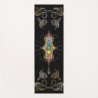 Personalized name Aligned Gold Chakra Yoga Mat