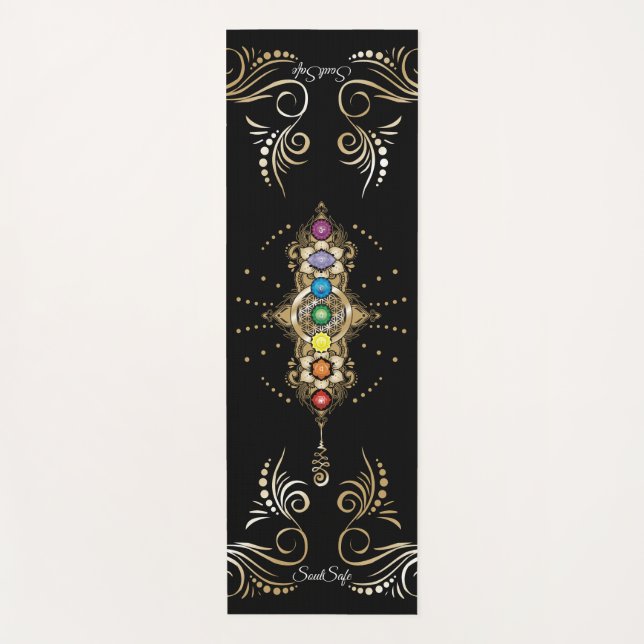 Personalized name Aligned Gold Chakra Yoga Mat (Front)