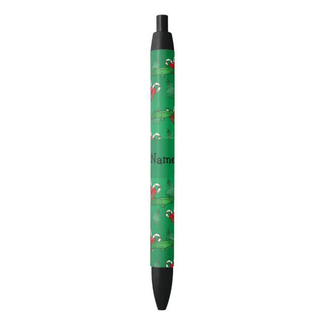 Personalized name alligator green candy canes bows pen (Front Vertical)