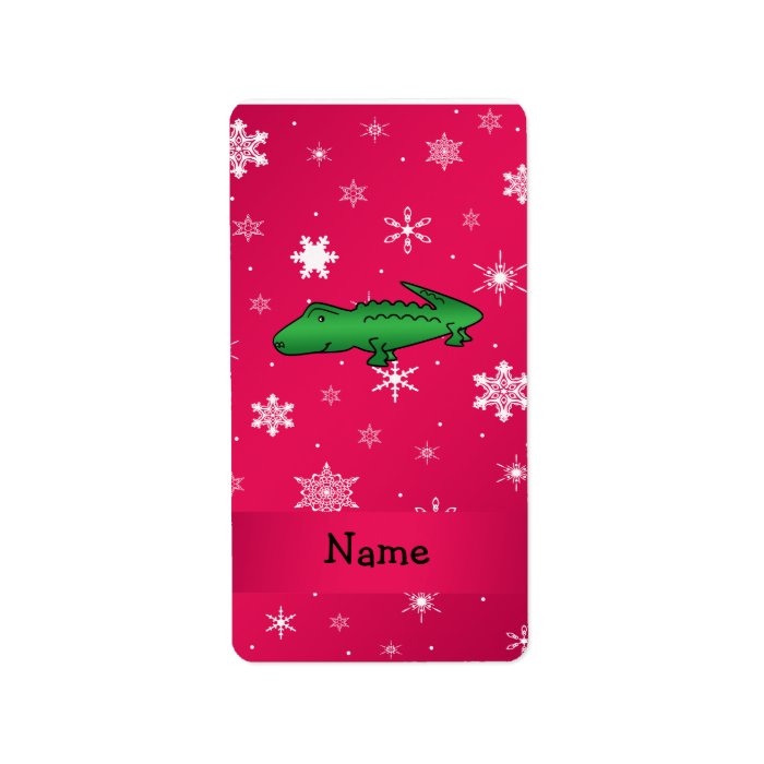 Personalized name alligator pink snowflakes labels