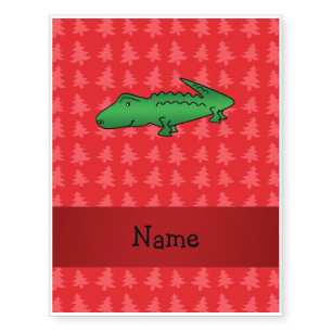 Personalized name alligator red christmas trees temporary tattoos