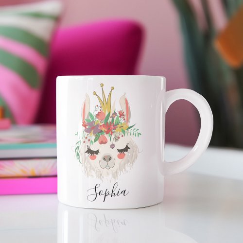 Personalized Name Alpaca Gift Cute Llama Face Coffee Mug