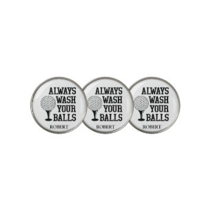Personalized Name Always Wash Your Balls Funny Golf Ball Marker