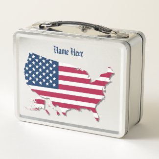 Personalized Name American Flag Map Red White Blue